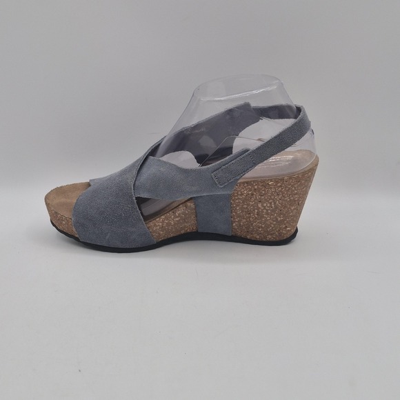 A. Giannetti Shoes Womens Size‎ 8 38 Gray Suede Leather Wedge Sandals Made Italy - Picture 5 of 13